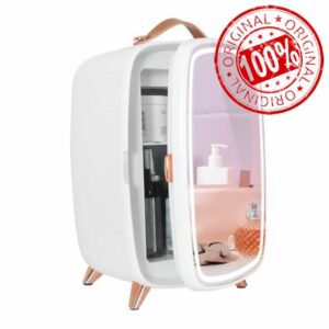 ARTETHYS Mini Fridge for Bedrooms 6L Skincare Beauty Makeup Fridge with LED Mirror Cosmetic Small Fridge for Home Office Skin Care