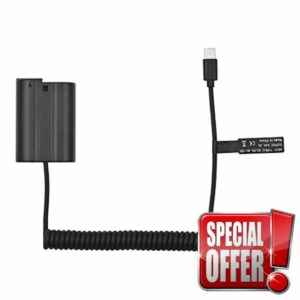 EN-EL15 USB Coupler HUIOP EN-EL15 Dummy Battery USB-C Coupler Adapter MH-25 Dummy Battery Coupler with USB Type-C Spring Power Cable Replacement for Z7 Z6 D800 D850 D810 D7200 D7100 D75