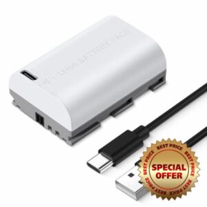K&F Concept 2600mAh LP-E6NH Battery with USB C 2.5H Fast Charging for Canon R7 R6 R5 90D 80D 70D 5D Mark II III IV Cameras