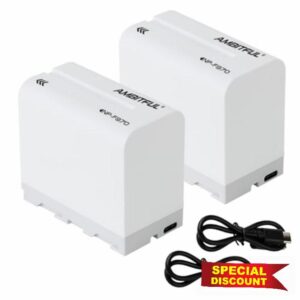 AMBITFUL NP-F970 Batteries 2 Pack 6600 mAh with Type-C Charging Cable for Sony NP F750