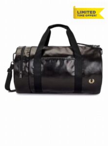 Fred Perry Men Barrel Gym Bag Black - Gold