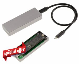 KALEA-INFORMATIQUE USB 3.2 Gen 2x2 20G Enclosure for Mac NVMe SSD Produced after 2013 in 12+16 Points. Brushed Aluminium