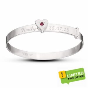 DV DOLCE VALENTINA Personalised 925 Sterling Silver Baby Bangle with Birthstone
