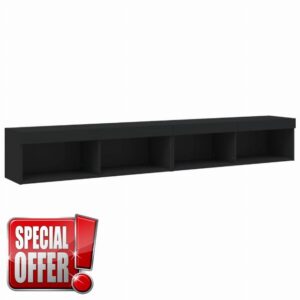 idaXL TV Cabinets 2 pcs Set in Black Engineered Wood with LED Lights