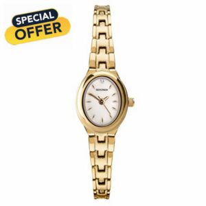 Sekonda Ladies Megan 21mm Oval Classic Analogue Watch with Mother of Pearl Stone Set Dial