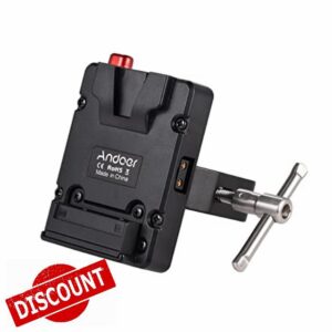 Andoer Mini Nano V-Lock Mount Battery Power Supply Adapter Plate with Plier Clamp for Mini V-Mount Battery
