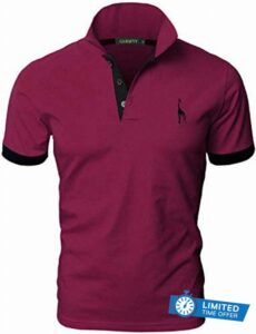 GNRSPTY Mens Short Sleeve Polo Shirts Classic Giraffe Embroidery Golf Tennis T-Shi