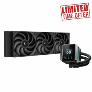DeepCool MYSTIQUE 360 Liquid Cooler 360mm LCD 5th Gen Pump 3400 RPM AIO 2.8" 640x480 TFT LCD Screen Anti-Leak Tech FT12 SE PWM Fans
