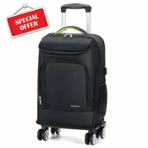 Lekespring Leather Backpack Trolley Business Backpack with Removable Wheels