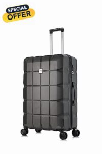 ATX Luggage Suitcase Large Super Lightweight ABS Hard Shell Suitcase with 4 Dual Spinner Wheels and Built-in TSA Lock (Gun Metal Grey