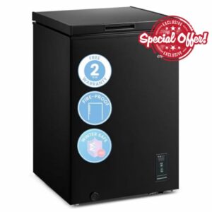 COMFEE' RCC100BL2(E) 99L Freestanding Black Chest Freezer with Adjustable Thermostats