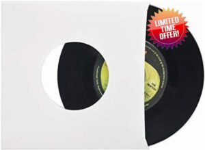 Vision Media® 12'' Vinyl White Card Record Sleeve with Hole - Premium Quality Disco Bags - 20pcs