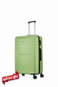 FLYMAX 24" Medium Size Suitcase Super Lightweight 4 Wheel Spinner Hard Shell ABS Luggage Hold Check in Travel Case Lime