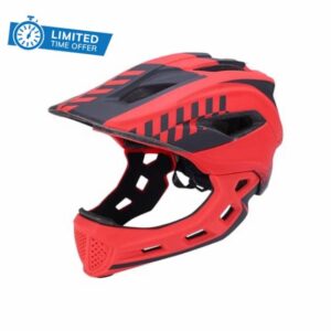 Joyyko Kids Bike Helmet Kids Full Face Bike Helmet 52-58CM Detachable 2-In-1 Boys and Girls With Chin Adjustable Breathable Kids Sports Helmet for Cycling Skateboarding Roller Skating