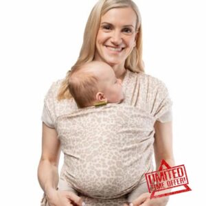 Boba Baby Wrap Carrier Newborn to Toddler - Stretchy Baby Wraps Carrier - Baby Sling - Hands-Free Baby Carrier Wrap - Baby Carrier Sling - Baby Carrier Newborn to Toddler 7-35 lbs (Sand Leopard)