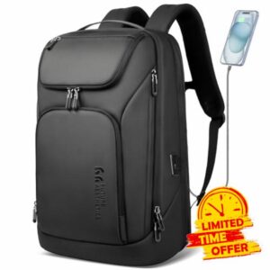 Backpack Mens 30L Large Laptop Backpack 17.3 Inch Rucksack for Men with USB Charging Port Laptop Bag Anti-Theft Travel Backpack Waterproof Carry on backpack For Work Office Business College-Black