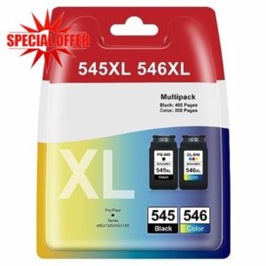 Moreprin PG-545XL CL-546XL Replacement for Canon 545 546 Ink Cartridges XL Black and Colour Compatible for Canon Pixma MG3050 MG2950 MG2550S MG2450 TS3150 TS3350 TS3541 TS3355 TR4551 TR4550 MX495