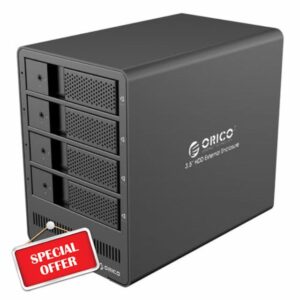 ORICO 4-Bay Aluminium Hard Drive RAID Tray-Less Enclosure Built-in Power Adapter for 4x 3.5 Inch SATA III HDD Support RAID 0/1/3/5/10/JBOD/Single Mode