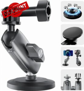 VIDIFY Aluminium 360° Double Ball Rotation Magnetic Clamp Mount Heavy Duty Magnet Camera Mount for GoPro Insta360 X4