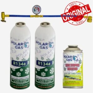2GC1MA Car AC Aircon Air Con Large Top Up + Leak Stopper Sealer Refill Regas DIY Kit 584gr X2 +30ML Leak Seale