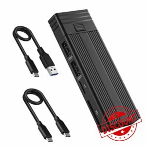 TPPIG 2 in 1 Type C to M.2 NGFF NVME to USB3.0 3.2 10G SSD Enclosure Solid State Drive Box+HUB