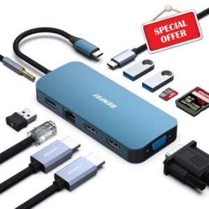 【New For 2024】BENFEI 11-in-1 USB C MST Laptop Docking Station with Silicone Woven Design Cable