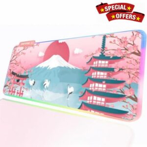 JMIYAV Pink RGB Gaming Mouse Pad PC XL Large Extended Glowing Led Light Up Desk Pad Non-Slip Rubber Base Computer Keyboard and Mouse Pad Cool Cute Mousepad Mat 80 * 30cm PJfl001