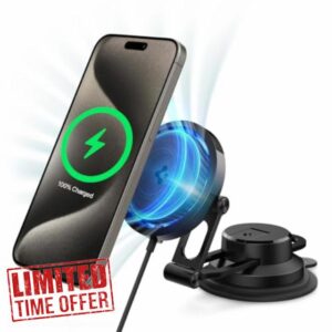 Spigen OneTap Pro 3 MagFit Cryomax Fast Wireless Cooling Noiseless Car Mount Charger Designed for MagSafe