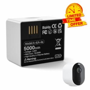 5000mAh Rechargeable Battery for Arlo Ultra/Ultra 2/Pro 3/Pro 4 Cameras