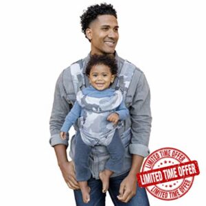 Infantino - Flip Advanced 4-in-1 Carrier - Ergonomic - Convertible - Face-in and Face-Out - Front and Back - Carry for Newborns and Older Babies - Adjustable - 8-32 lbs - Blue Camo