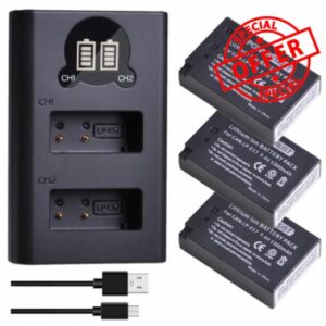 PowerTrust 3Pcs LP-E17 Battery and Charger for Canon EOS 800D