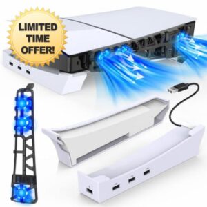 MENEEA PS5 Slim Horizontal Stand with Slient Cooling Fan
