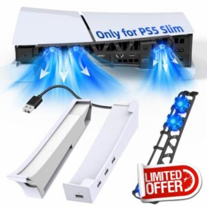 FASTSNAIL Horizontal Stand & Cooling Fan for PS5 Slim Digital/Disc
