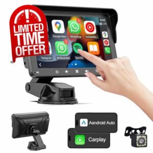 WQQBFF Enhanced 7" HD Dual Display Car Stereo: Wireless Apple CarPlay & Android Auto