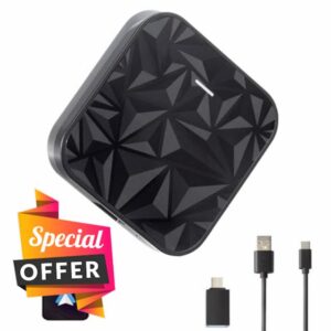 2-IN-1 Wireless Carplay Adapter for Apple CarPlay and Android Auto 2024 Carplay Adapter Plug & Play 5GHz WiFi Compatible with 99% Car Models Supports iOS10+ & Android11+