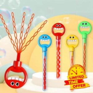 New Cute 32 Folding Face Bubbles Multiple Times Bubble Blowing Children's Outdoor Girl Toy 10ml Bubble Machine Stick Toy Face Bubbles Maker Garden Toys Party Bag Fillers for Kids