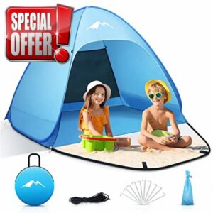Purebox Pop Up Beach Tent Small (for 1-3 Persons)/ Large (for 2-4 Persons) Double Zipper UV Protection Portable Extra Light Garden BBQ Hiking Te