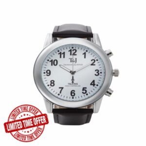 Tavistock and Jones T&J Mens Radio Controlled Atomic Talking Speaking Watch with Black Leather Strap