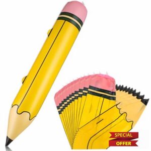 Vaguelly 12 Pcs Inflatable Pencils Jumbo Blow up Pencils Large Inflatable Pencils Decorations Giant Pencils Prop for Kids Party Favors Classroom School Supplies