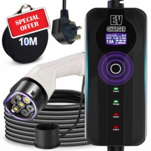EV Charger 10M Type 2 UK 3 Pin Portable 8~13A Type 2 Charging Cable with Bag