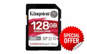 Kingston Canvas React Plus V60 SD 128GB SDXC UHS-II 280R/100W U3 V60 for Full HD/4K