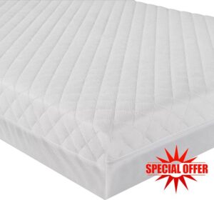 Thick Cot Bed Mattress 160x80 cm - Extra Breathable Baby Toddler Foam Anti Allergy (Fits Mamas & Papas Sizes) Quilted Zip Removable White Cover Made in England (160 x 80 x 10 CM)