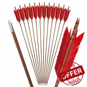 Archery Flu Flu Arrows Bamboo Arrows 4 Inches 4 Turkey Feathers Hunting Arrows for Recurve Bow Traditional Bow Long Bow