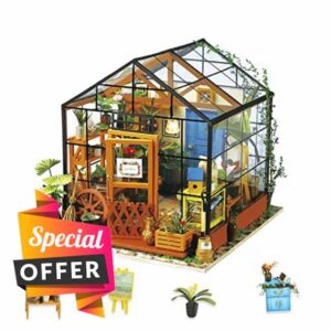 Rolife DIY Wooden Dollhouse Miniature 3d Greenhouse Kit Craft Kits For Adults Birthday for Women and Girls (Cathy's Flower House)