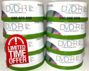 Memorex DVD-R 4.7GB 16X 600PK Cakebox Spindle 120Min Logo DVD-R 600 Blank Discs Disc 24 Tubs