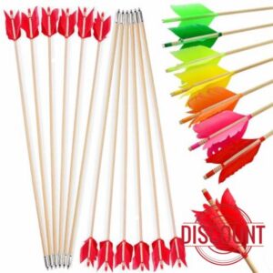 32Inch Archery Flu Flu Arrows Traditional Hunting Arrow 4 Pieces of Turkey Feather Wooden Arrow for Recurve Bow Longbow
