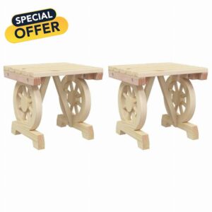 idaXL Garden Footstools 2 pcs - Solid Fir Wood Ottoman/Mini Table