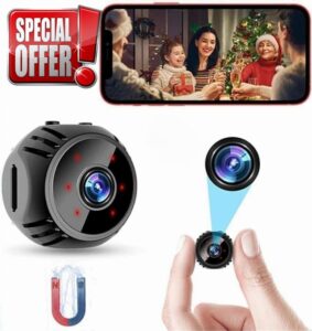 FiveSky Hidden Spy Camera Mini HD 1080P Wireless WiFi Camera with Live Video Home Security Surveillance Cam with Motion Detection/Night Vision APP Control for Indoor Outdoor Car Nanny Cam