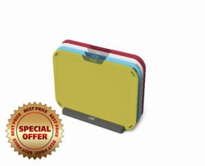 Joseph Joseph Duo Icon 4-piece colour coded Chopping Board Set with Storage Stand