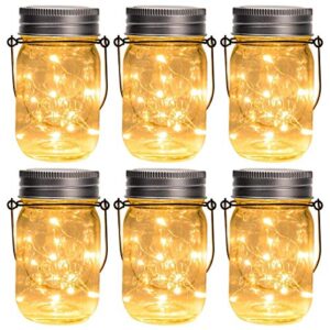 6 Pack 30 Led Solar Lanterns Outdoor Hanging Solar Jar Lanterns